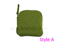 Napped Fabric Cosmetic Bag (Green)