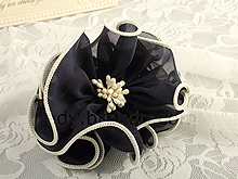 Navy Blue Sheer Ruffle Hair Clip