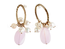 Gold Hoop Earrings with Pearl