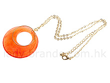 Golden Necklace with Red Round Pendant