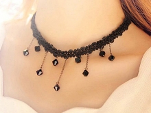 Black Woven Tassel Chain Droplets Necklace