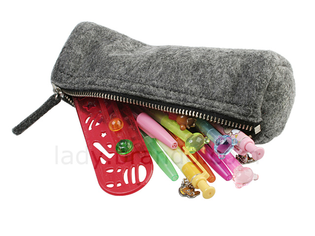Napped Fabric Cosmetic Bag (Grey)
