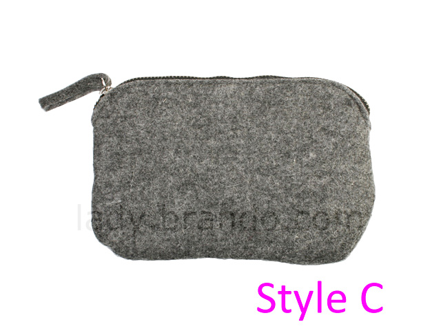 Napped Fabric Cosmetic Bag (Grey)