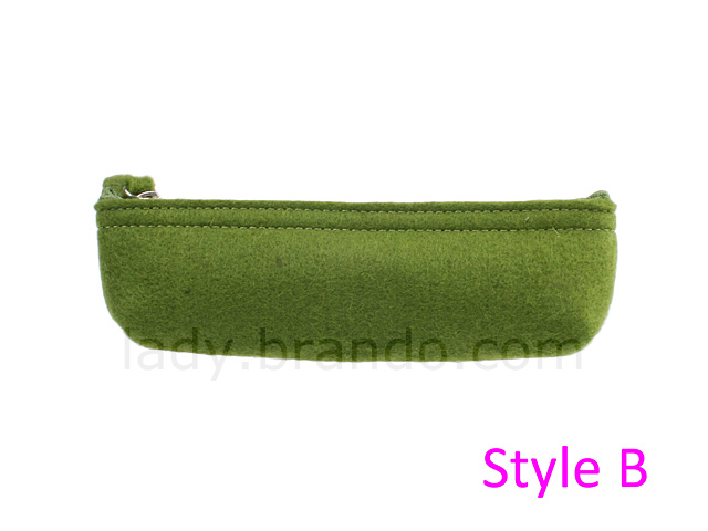 Napped Fabric Cosmetic Bag (Green)