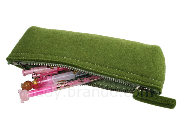 Napped Fabric Cosmetic Bag (Green)