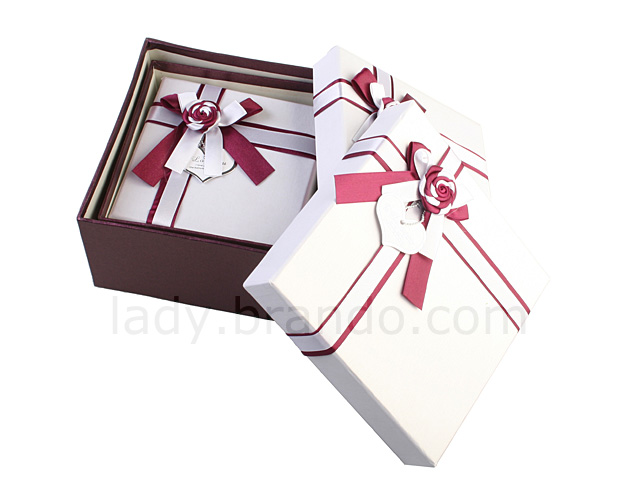 Premium White-and-Brown Gift Boxes w/ Satin Ribbon