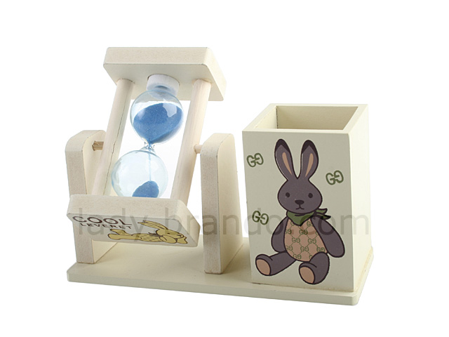 Bunny Pen Holder with Sandglass