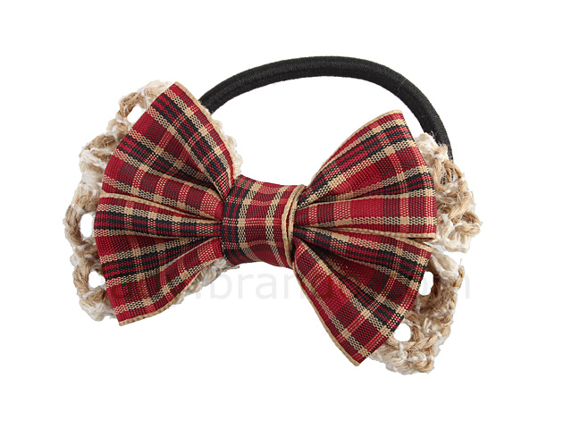 Ribbon Hair Band with Checks Pattern