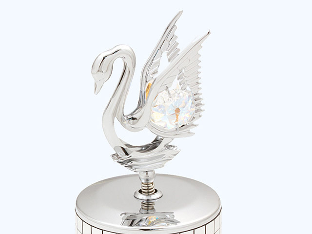 Crystal Swan Rotating Music Box