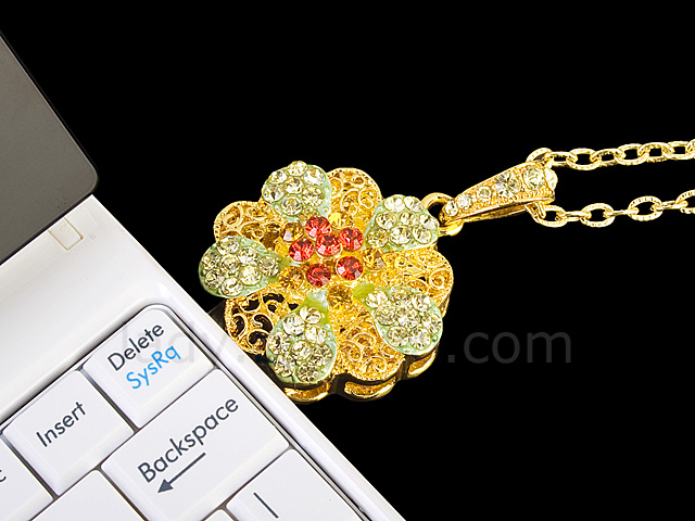 USB Jewel Flower Necklace Flash Drive