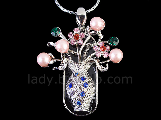 USB Jewel Flower Vase Necklace Flash Drive
