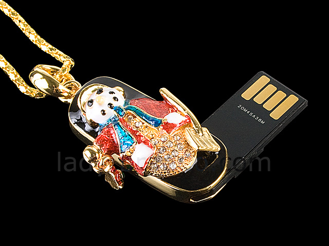 USB Jewel Snowman Necklace Flash Drive