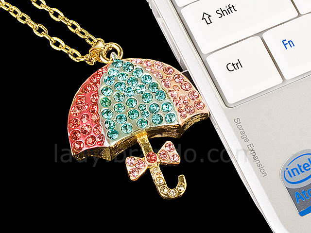 USB Jewel Umbrella Necklace Flash Drive