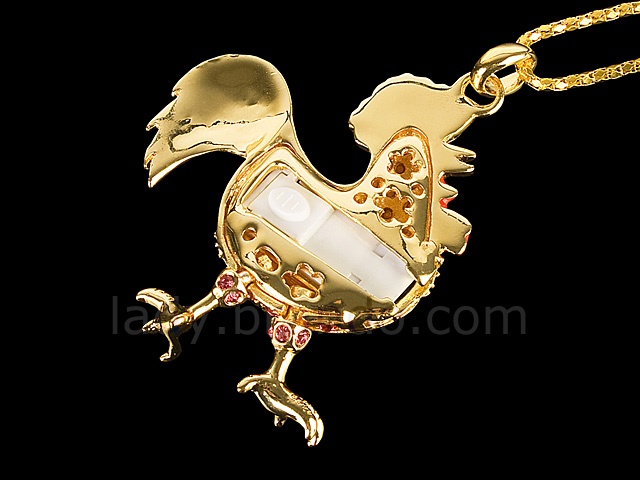 USB Jewel Rooster Necklace Flash Drive