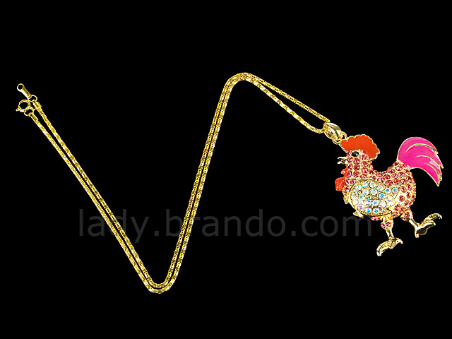 USB Jewel Rooster Necklace Flash Drive