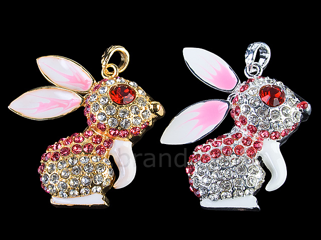 USB Jewel Rabbit Necklace Flash Drive