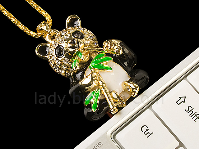 USB Jewel Panda with Bamboo Necklace Flash Drive