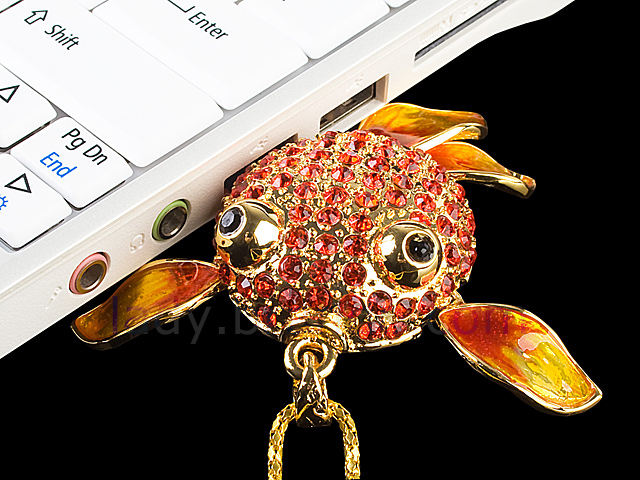 USB Jewel Gold Fish Necklace Flash Drive
