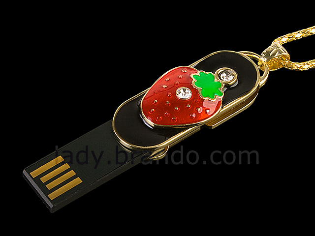USB Jewel Strawberry Necklace Flash Drive