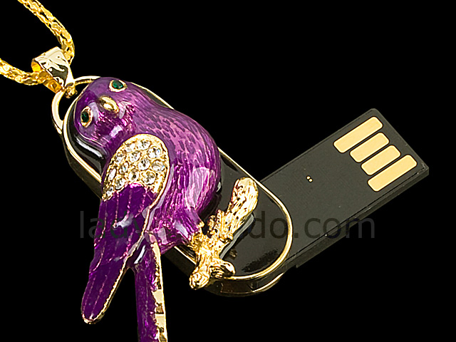USB Jewel Purple Bird Necklace Flash Drive