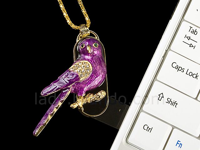 USB Jewel Purple Bird Necklace Flash Drive