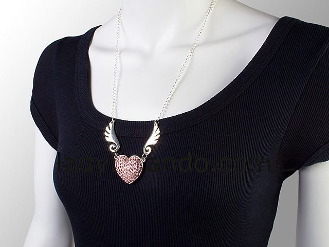 USB Jewel Flying Heart Necklace Flash Drive