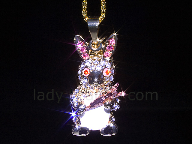 USB Jewel Rabbit with Carrot Necklace Flash Drive
