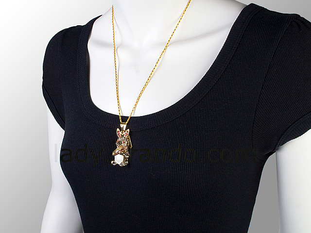 USB Jewel Rabbit with Carrot Necklace Flash Drive