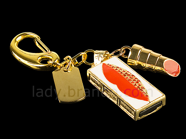 USB Jewel Lip Keychain Flash Drive