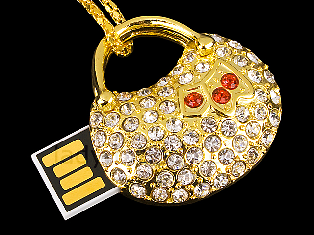 USB Jewel Gold Handbag Necklace Flash Drive