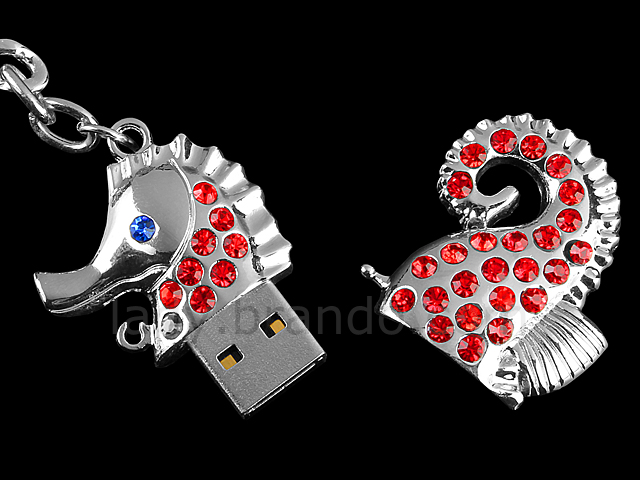 USB Jewel Sea Horse Keychain Flash Drive