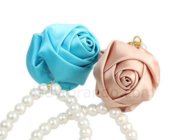 Plug-in 3.5mm Earphone Jack Accessory - Rose with Pearl Chain