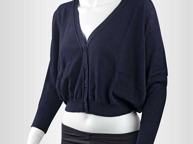 Navy 3/4 Sleeve V-Neck Short Cardigan