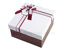 Premium White-and-Brown Gift Boxes w/ Satin Ribbon
