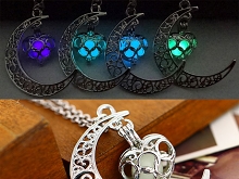 Hollow Moon Heart Luminous Necklace