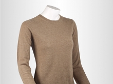 Taupe Melange Round Neck Long Sleeve Pullover