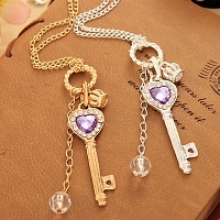 Jewel Heart Key Necklace