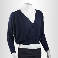 Navy 3/4 Sleeve V-Neck Short Cardigan