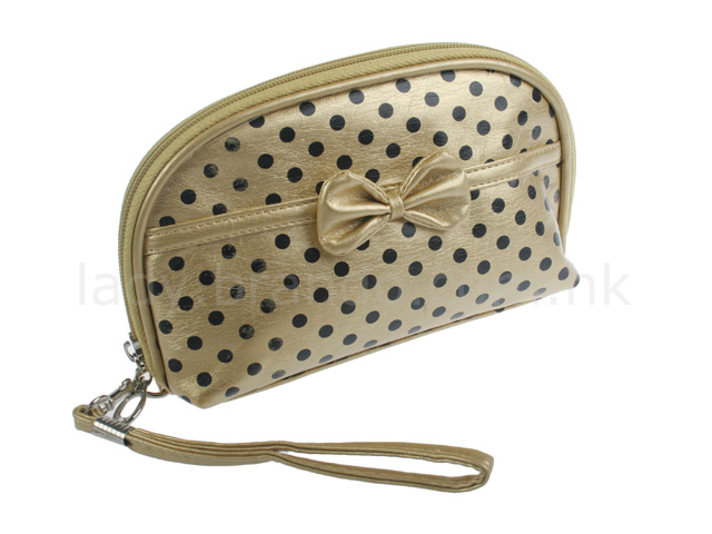 Gold Cosmetic Bag w/ dotts