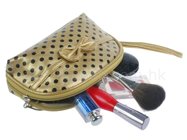 Gold Cosmetic Bag w/ dotts