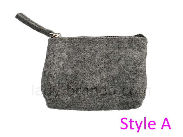 Napped Fabric Cosmetic Bag (Grey)