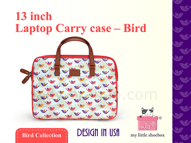 My Little Shoebox 13 inch Laptop Carry case - Bird