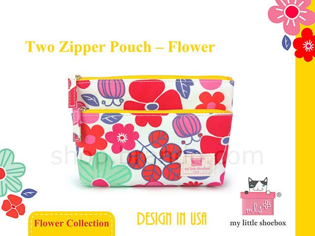 My Little Shoebox Two Zipper Pouch - Flower