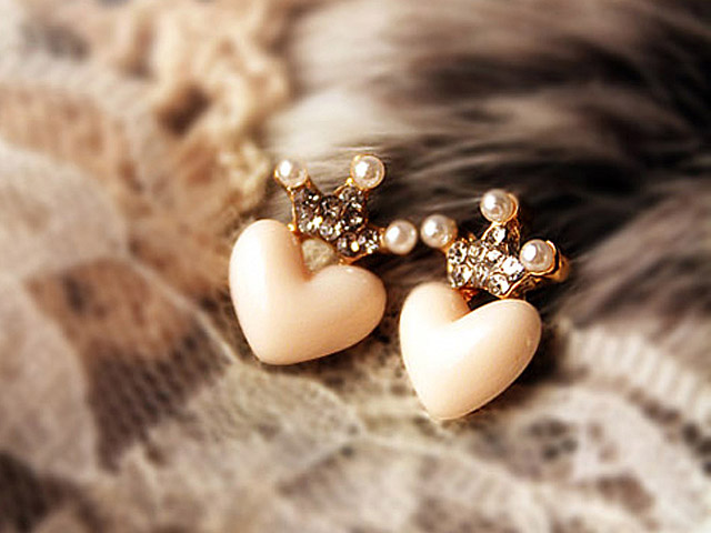 Jewel Crown Heart Earrings