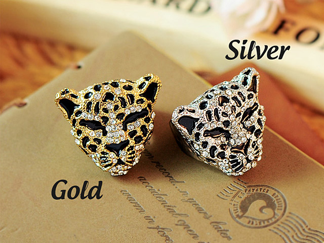 Jewel Leopard Head Ring