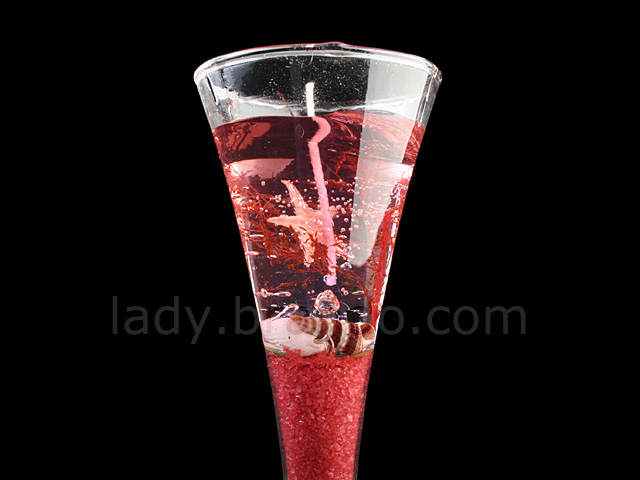 Seashell Gel Candle in champagne Glasses w/ LED