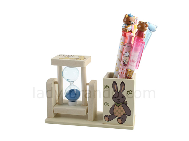 Bunny Pen Holder with Sandglass