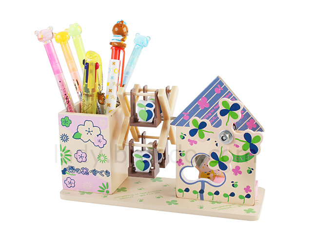 2-in-1 Woody Floral House Music Box w/ Pen Holder