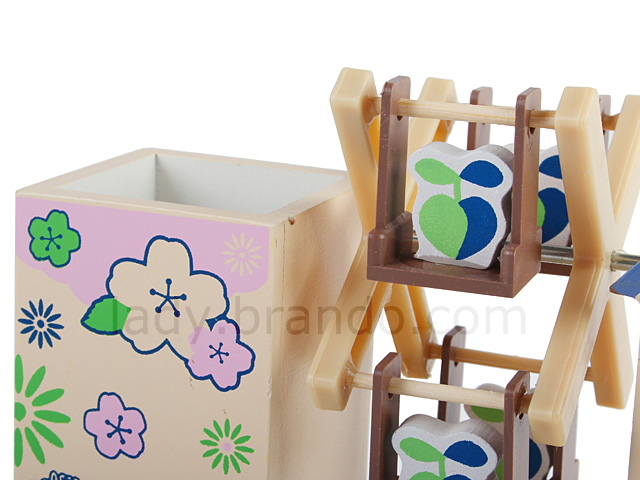 2-in-1 Woody Floral House Music Box w/ Pen Holder