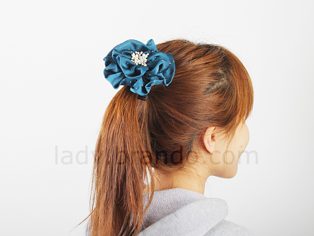 Blue Silk Flower Hair Band
